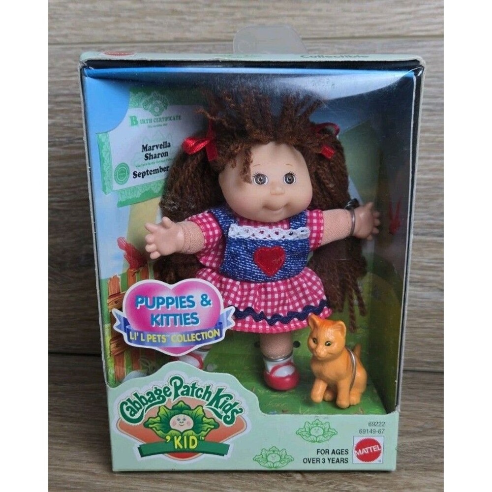 NIB CABBAGE PATCH KIDS DOLL MATTEL 4" 69222 PUPPIES & KITTIES LI'L PETS Kitten